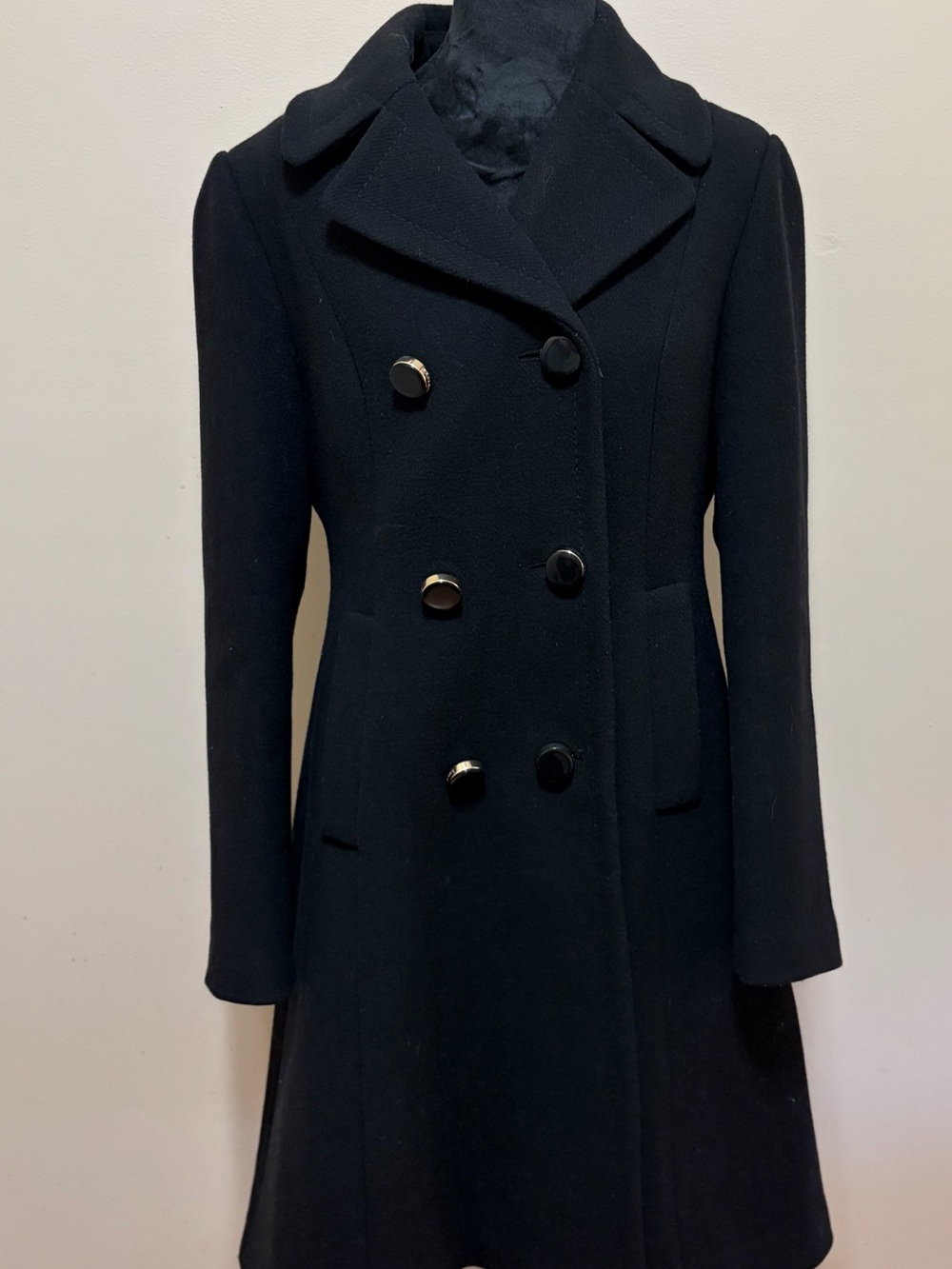 NWOT Kate spade ♠️never worn over coat in black princess cut  double breasted .